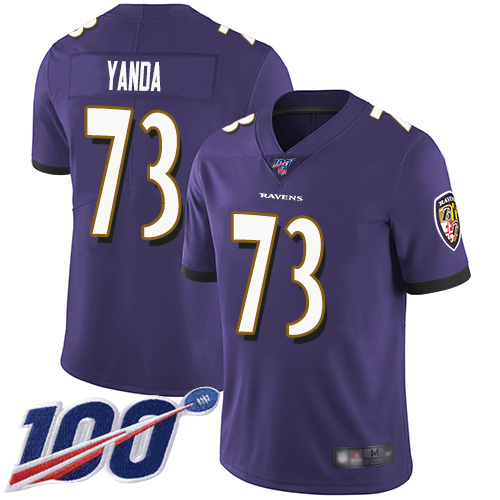 Baltimore Ravens Limited Purple Men Marshal Yanda Home Jersey NFL Football #73 100th Season Vapor Untouchable